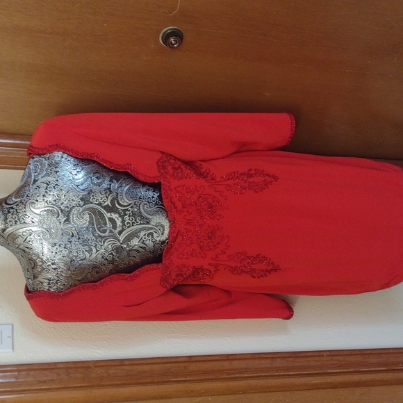 NWT beaded Ruby Red Niteline Della Roufogali dress - Picture 6 of 14